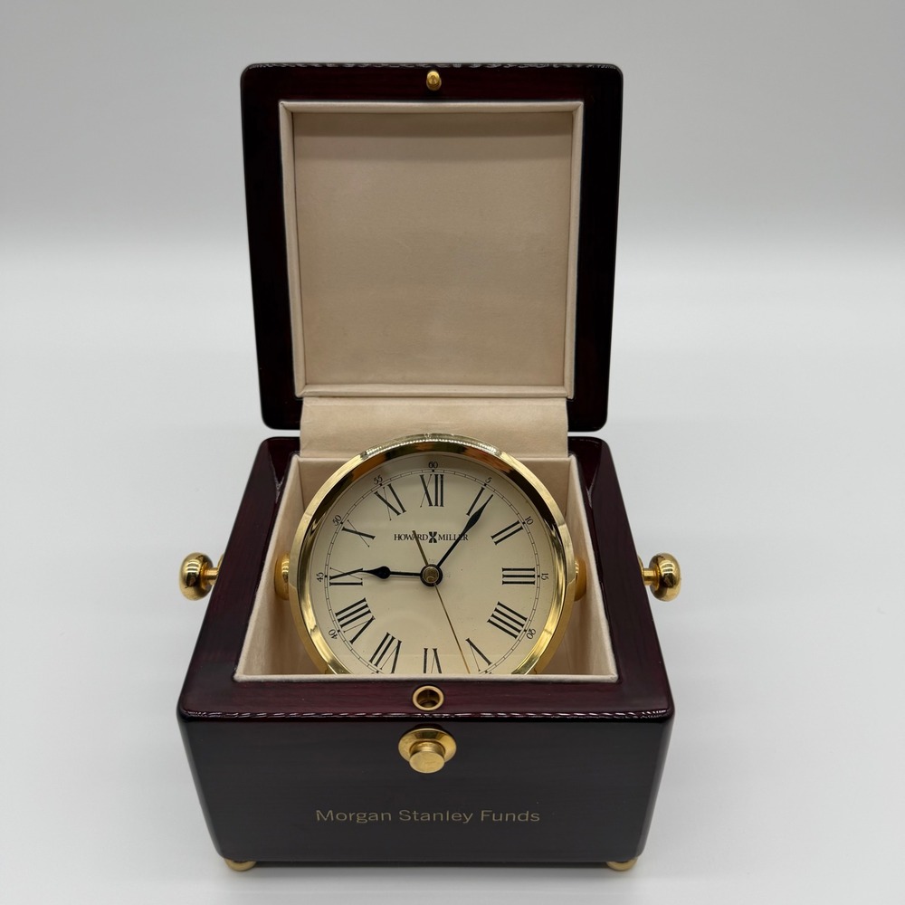 Howard Miller 645-443 Rosewood Gimbaled Desk Clock Morgan Stanley Brass Office